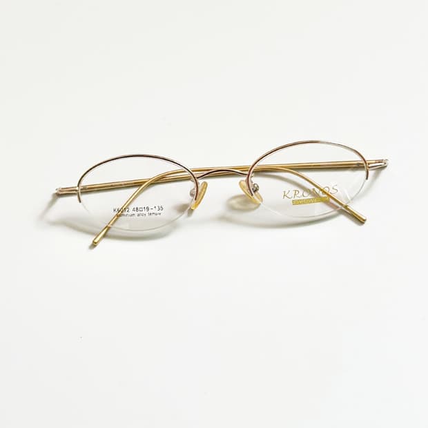 90s KRONOS 골드 오벌 반무테 빈티지 안경