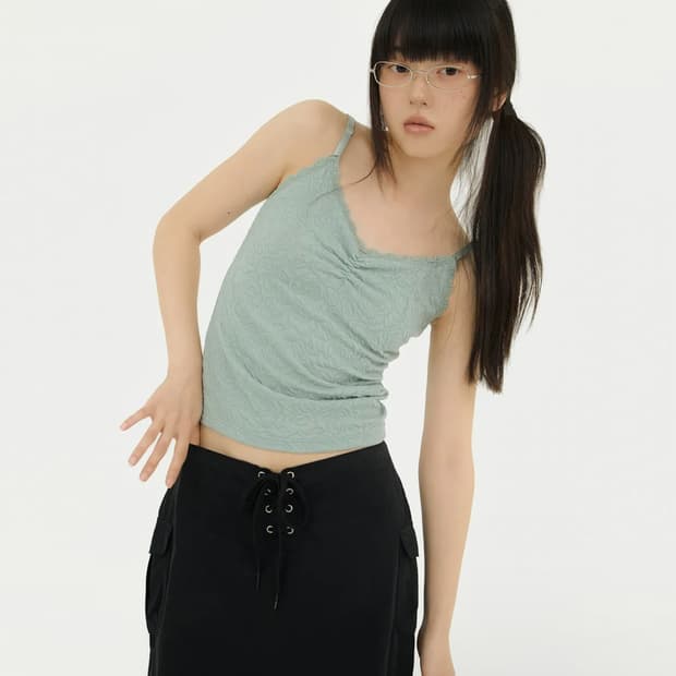 미레코 FLOWER EMBOSSED SLEEVELESS MINT
