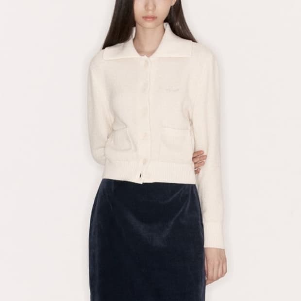 아비에무아 부클레 카라 니트 가디건 아이보리