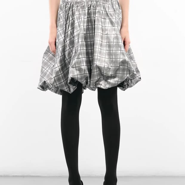 [S,M]애슐리 윌리엄스 25fw 체크 퍼프 미디 스커트