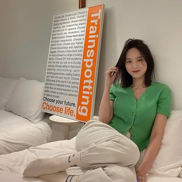 브플먼트 크롭 반팔 가디건 그린