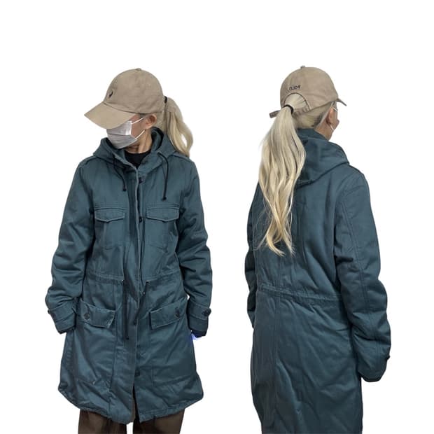 리바이스 그린 투홀스 탭 m-51 피쉬테일 복각 후드 밀리터리 자켓 L