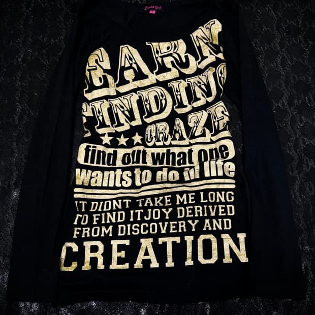 “Vintage”Y2K Print Black Slim Fit Sleeve