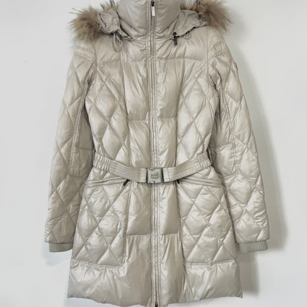 애드 add 라쿤 퍼 후드 구스 다운 패딩