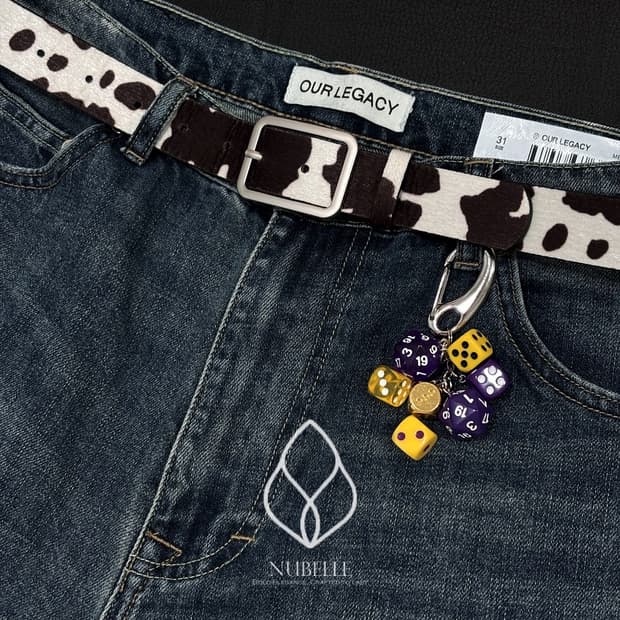 🌗 Cow hair belt / 카우 송치털 호피 벨트 크림