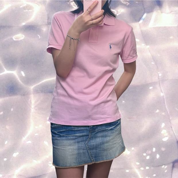 폴로 랄프로렌 PK 반팔 카라 티셔츠 베이비 핑크 S