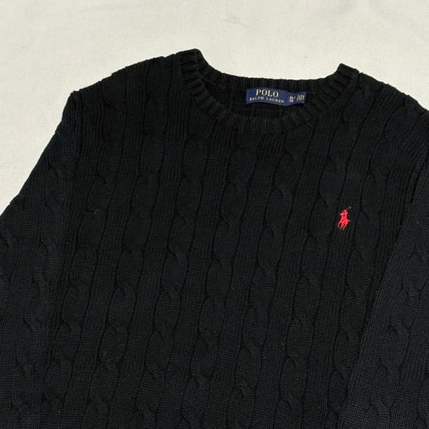 XL 폴로랄프로렌 블랙 케이블 코튼 니트