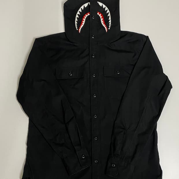 베이프 샤크 후드 셔츠 L