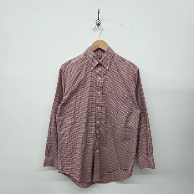 브룩스브라더스 체크 긴팔 셔츠 레드 남성S