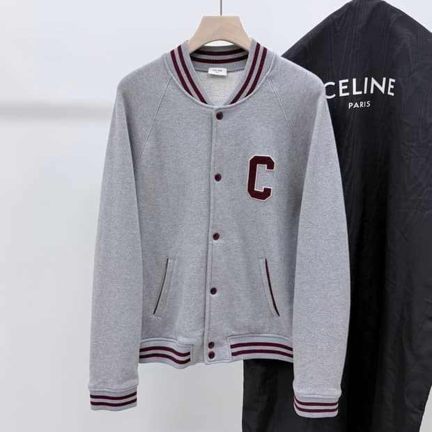 [S+급/XL] 셀린느 테디 컬리지 바시티 봄버 자켓 블랙