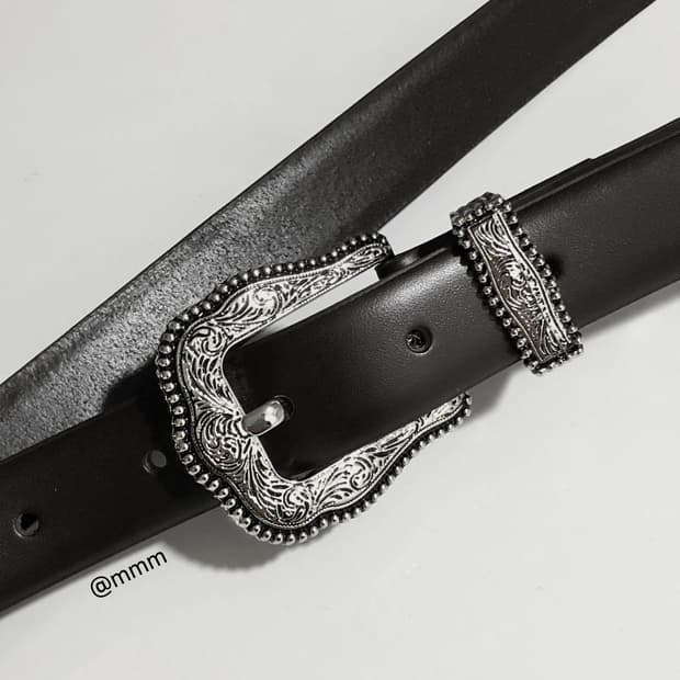 [Unisex] 볼륨 웨스턴 장식 가죽벨트