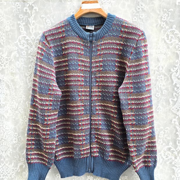 80s 영국산 풀집업 니트