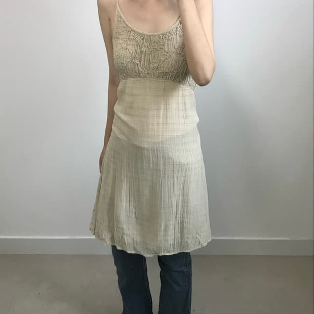 빈티지 플리츠 콤보 원피스