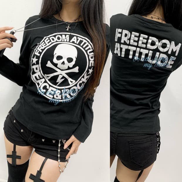 [T-GRAPHICS] 스컬 펑크 레터링 롱슬리브