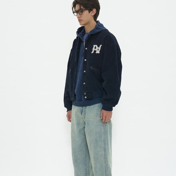 파르티멘토 CORDUROY PA VARSITY JACKET_NAVY