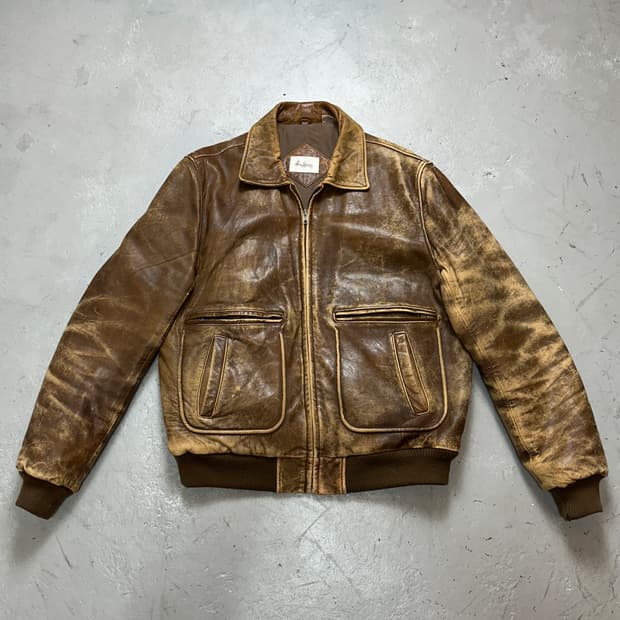 90's 디스 레더 봄버 자켓 빈티지 봄버 가죽 자켓