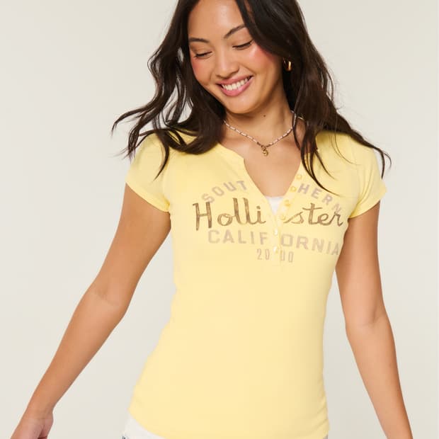 홀리스터 헨리넥 탑 henley t-shirt
