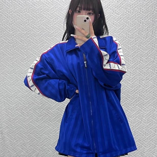 푸마 재팬 올드스쿨 레트로 펑크 빅로고 져지 집업 XL C11172