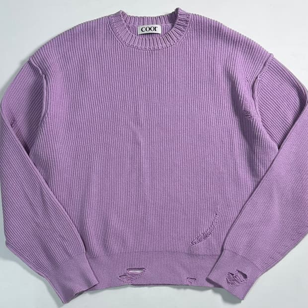 쿠어 연보라 디스트레스드 니트  