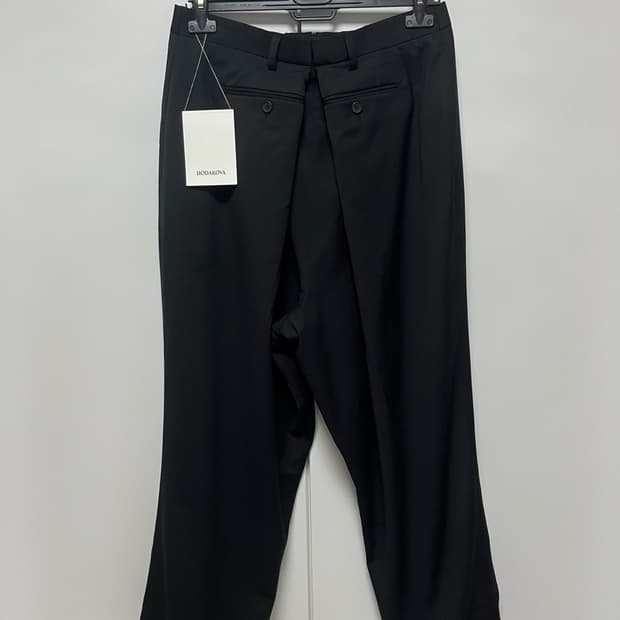 [M]호다코바 더블 백 와이드 팬츠/블랙