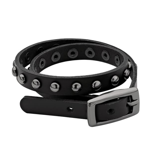 에브리벌스데이 Black stud leather belt necklace