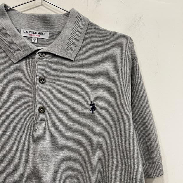 US POLO ASSN 와플코튼 니트 반팔 카라티