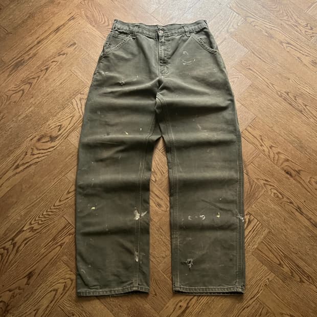 [31]칼하트 USA 빈티지 페인팅 모스그린 카펜터 워크 팬츠 M6