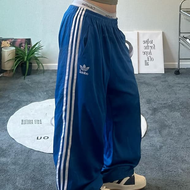 90s ADIDAS 파이어버드 블루 져지 트랙팬츠