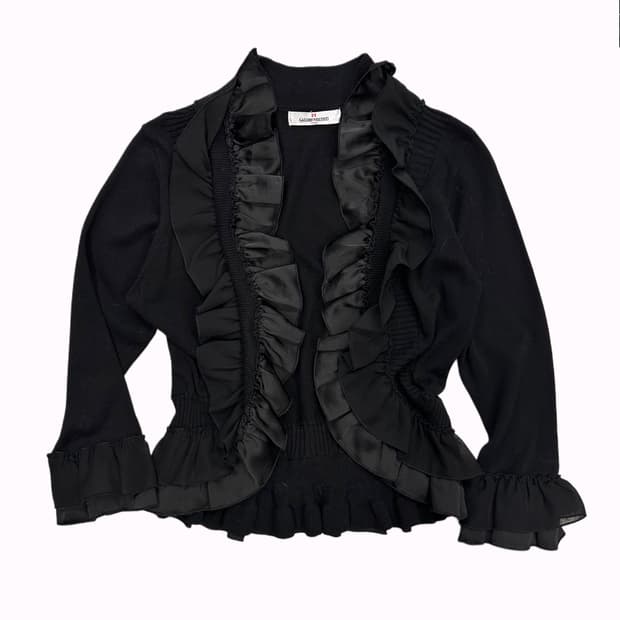 ruffle collar knit cardigan