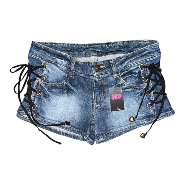 TRALALA 트랄라라 하트참 아일렛 데님 숏팬츠 갸루y2k펑크