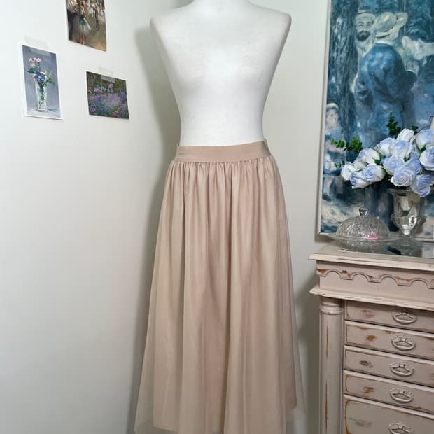 coralbeige tule basic banding skirt