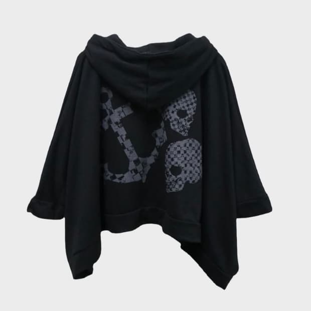 해골 스컬 후드 판초 이모 펑크