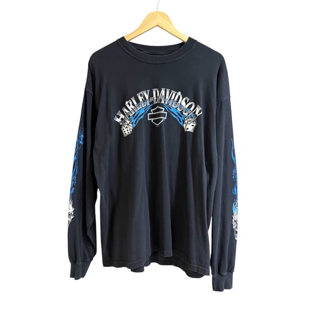 빈티지 할리데이비슨 블루 플레임 다이스 롱슬리브