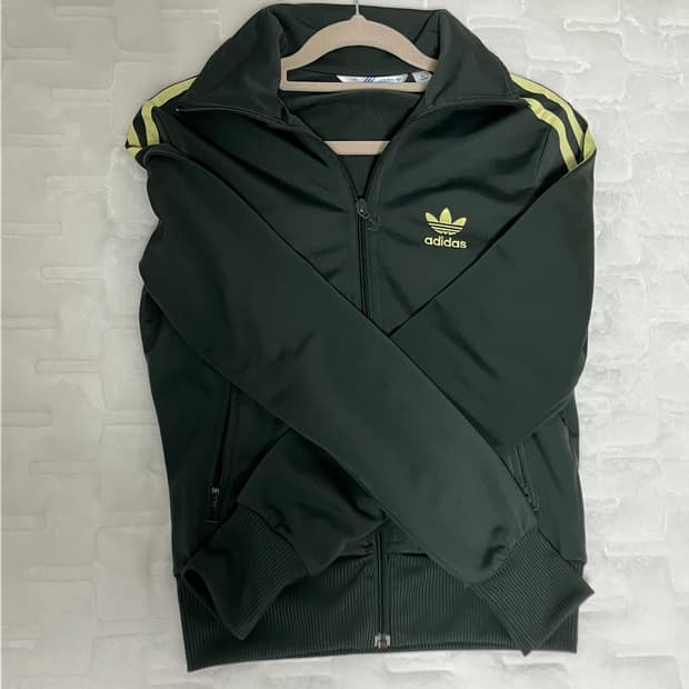 85)아디다스 져지 빅로고 파이어버드 카키옐로우 트랙탑