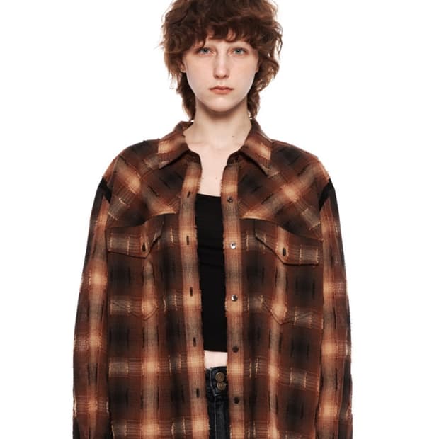 TWO POCKET CHECK SHIRT IN BROWN