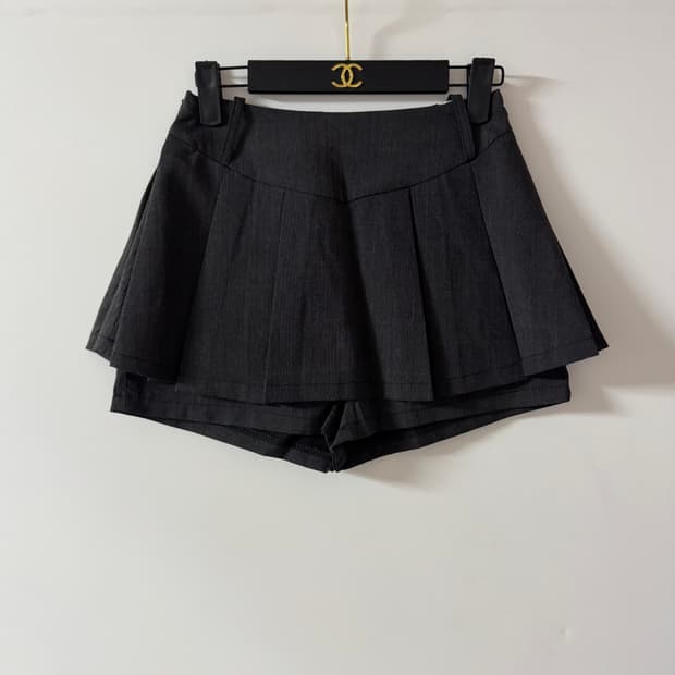 새상품 여자 체크 치마바지 (차콜) M