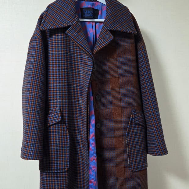 럭키슈에뜨 체크 롱코트