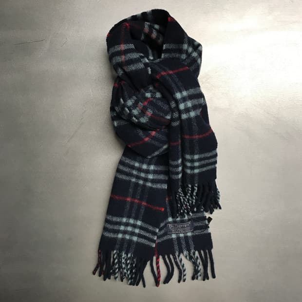 버버리 정품 램스울 머플러 네이비