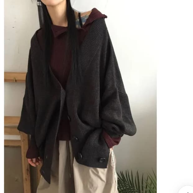 모래하우스 로브 오버 가디건 차콜