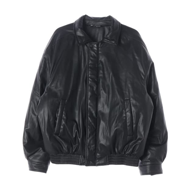 ZARA 오버사이즈 페이크 레더 보머 재킷 블랙 XL