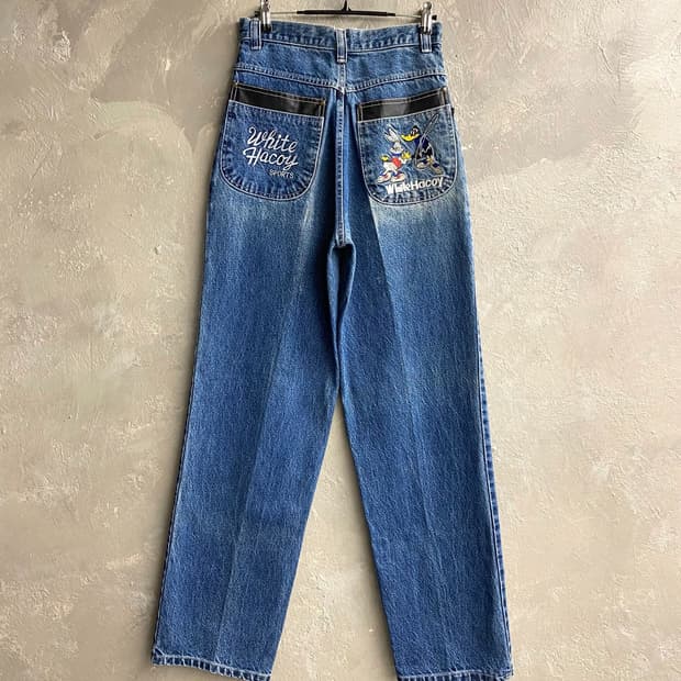 [26] 90-00s Vintage 루즈핏 자수 데님팬츠