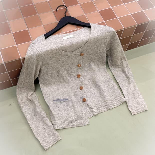 gray diagonal cardigan