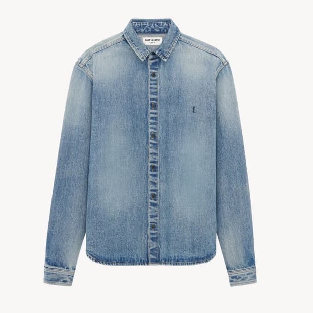 생로랑 TROUVILLE 블루 데님 CASSANDRE 셔츠