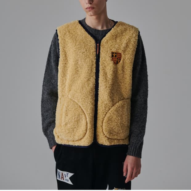 비욘드클로젯 엔아카이브 뽀글이 후리스옐로우 퍼 베스트 조끼