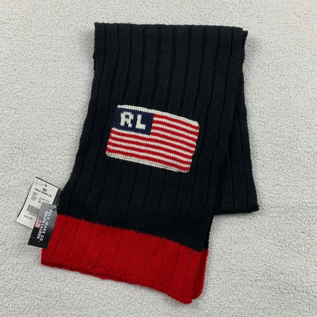 폴로 진스 성조기 로고 골지 니트 머플러