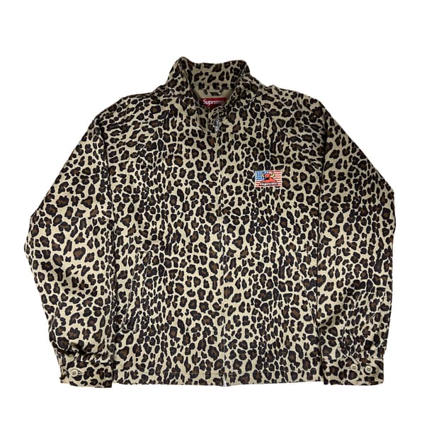 슈프림 x 토이 머신 해링턴 자켓 레오파드 xl