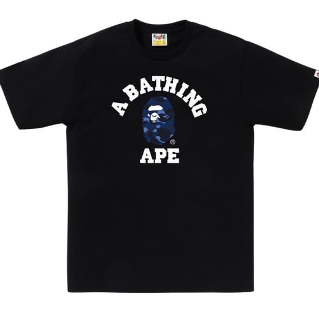 [2XL] 베이프 컬러 카모 컬리지 티셔츠 블랙 네이비