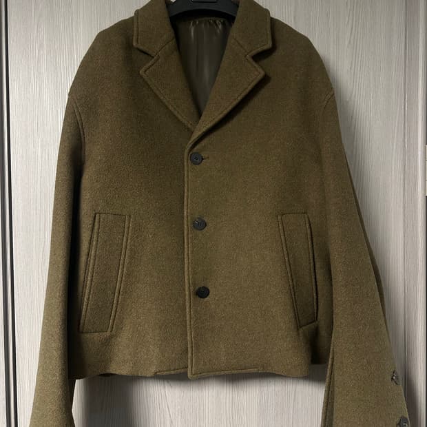 (50) 우영미 울 크롭 벨티드 코트