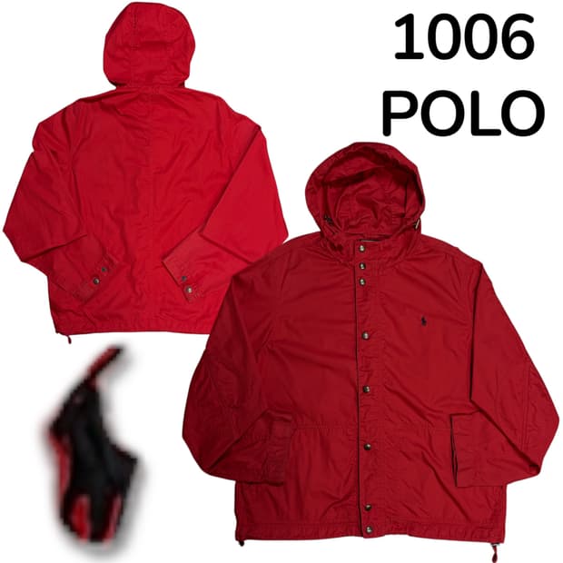 두산 폴로 레드 후드 자켓 블루종 L
