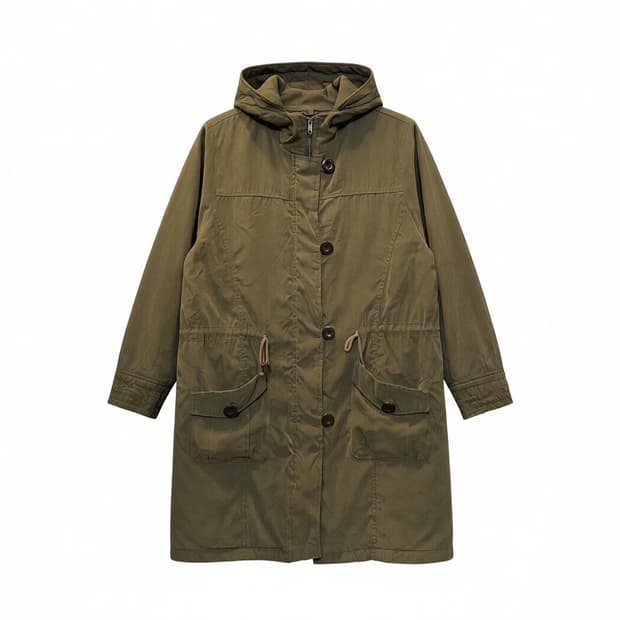 JPN VINTAGE 후드 필드 파카 허리 스트링 털안감 디테일 카키